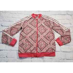 Adidas Originals GIRLS 11-12 M Pink Geometric Full Zip Pocket Track Jacket